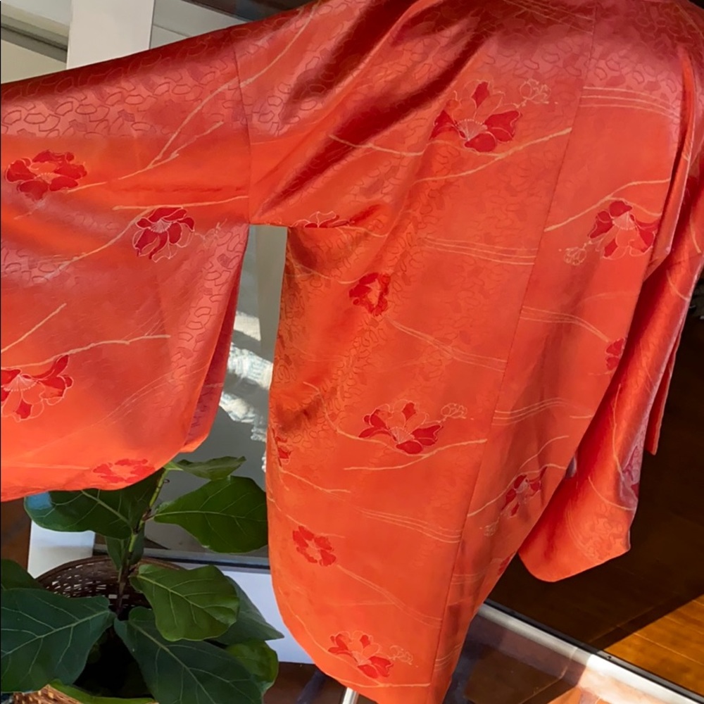 Authentic Kimono Jacket Jewel Orange Japan - Picture 5 of 8